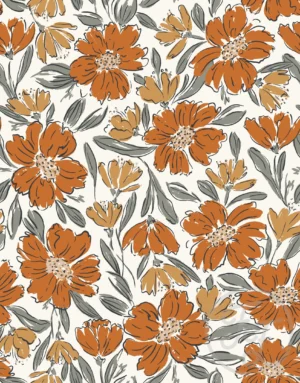 Fallen Blooms Cream Orange