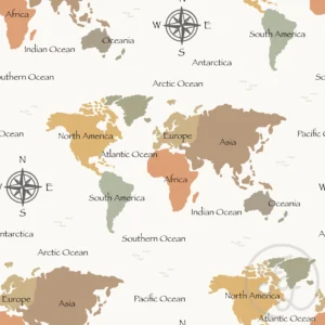 World Map Warm Offwhite