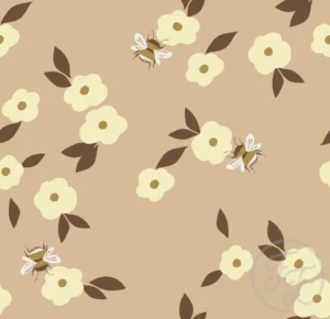 Bees and Flowers Taupe