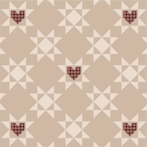 Quilted Star and Valentine Hearts Blanket Brown
