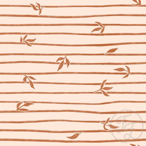 Leafy Stripes Light Rust on Pink