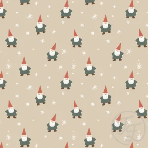 Christmas Gnome and Stars Small Beige