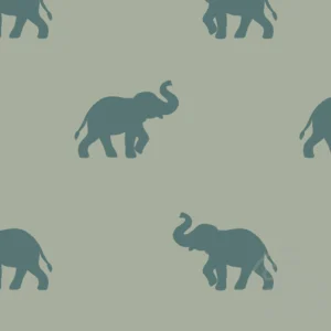 Elephant Silhouette Blue Green