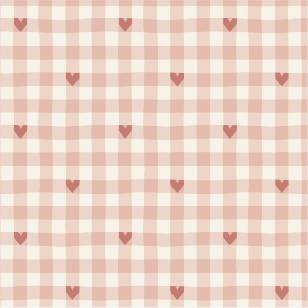 Mini Gingham Check Pink with Hearts