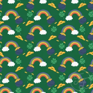 St Patrick day pot of gold rainbow in jewel