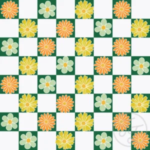 Checkerboard with floral in Jewel