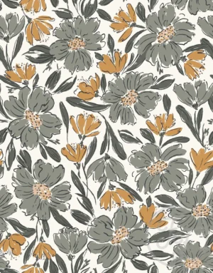 Fallen Blooms Sage Green Yellow