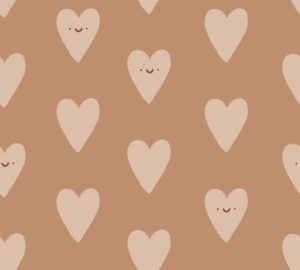 Happy Valentine Hearts Orange Brown