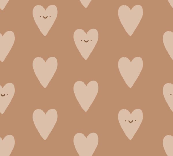 Happy Valentine Hearts Orange Brown