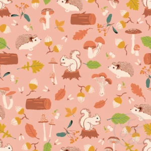 Hedgehogs, Squirrels, Acorn in Lilac