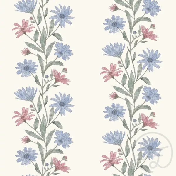 Blue Pink FLower Lines Florina