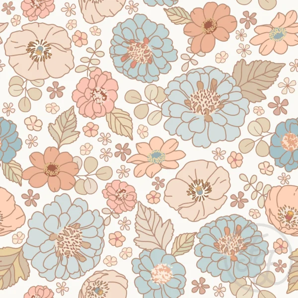 Floral Lana Blue Peach
