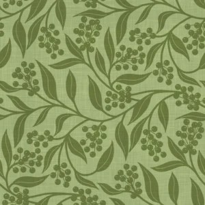 Christmas Foliage and Berries Green on Grass Green