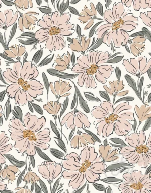 Fallen Blooms Peach Pink Sage Green Small