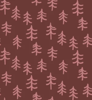 Simple Minimalistic Trees Pink on Burgundy