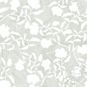 Hidden Flowers in Green on White