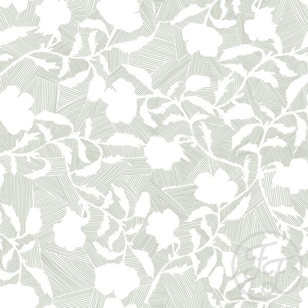 Hidden Flowers in Green on White
