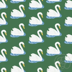 Swans in tealish green