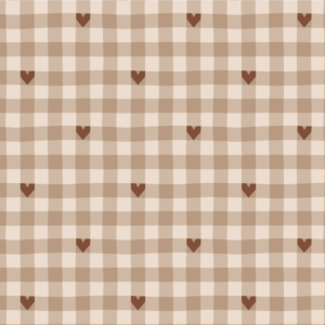 Mini Gingham Check Brown with Hearts