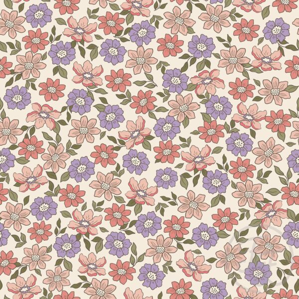 Retro Flowers Rose Purple