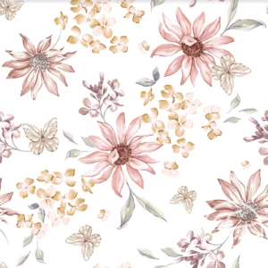 Butterflies & Flowers Off White