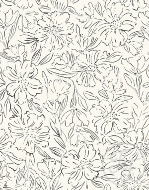 Fallen Blooms Outline Cream White