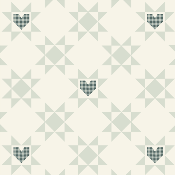 Quilted Star and Valentine Hearts Blanket Blue