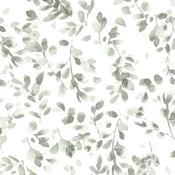 Abstract Leaves Green Off White