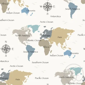 World Map Cold Offwhite