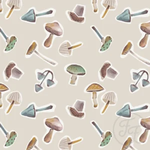 Painted Mushrooms on Cream