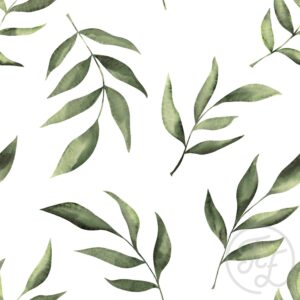 Leaves and Watercolor in Dark Green