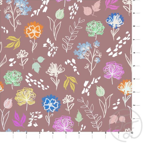 Skecthy Wild Garden in Dusky Pink