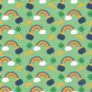 St Patrick day pot of gold rainbow in Light Moss Green