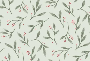 Winter Mistletoe Branches Mint Green