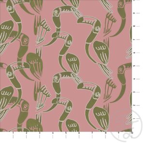 Olive Flock of Flamingos on Pink
