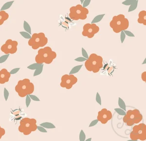 Bees and Flowers Peach