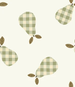 Gingham Pears Green Large