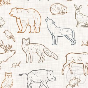 Forest Animals Contour Multi Linen