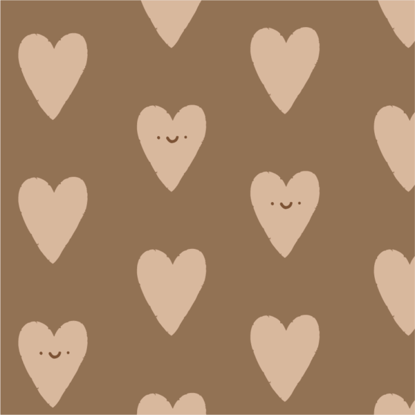 Happy Valentine Hearts Neutral Dark Brown