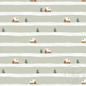 House in the Snow Stripe Green