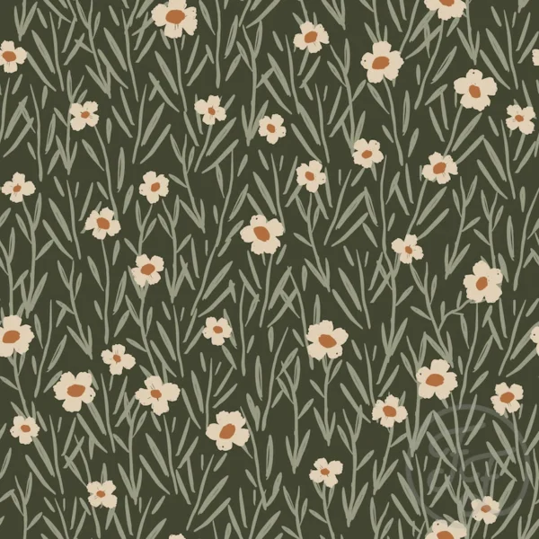 Frosty Flowers Dark Green
