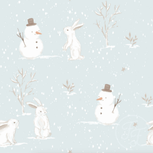 Rabbits In Winter Light Blue