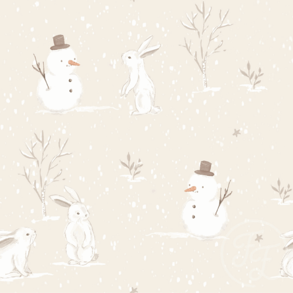 Rabbits In Winter Beige