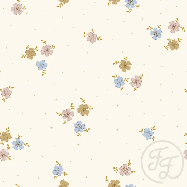 Sparkling Flowers Blue, Rose & Brown