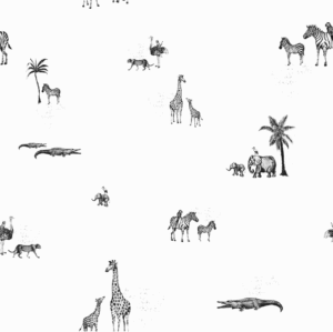 Vintage Jungle Black White