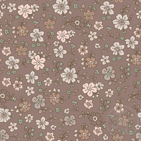 Retro Flowers Dark Brown