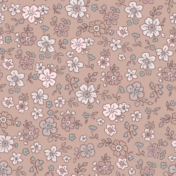 Retro Flowers Brown Turquoise