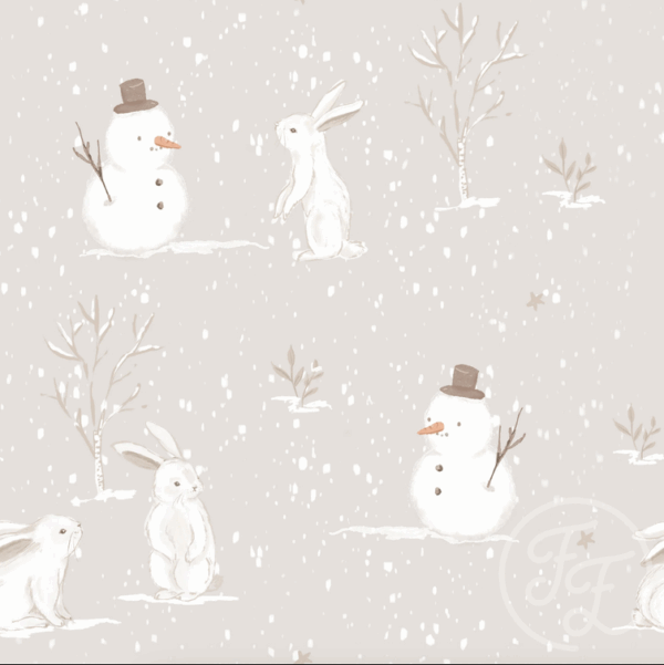 Rabbits In Winter Grey