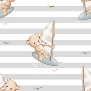 Bear on Windsurf Grey Stripes