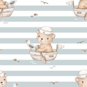 Bear on Boat Sky Stripes